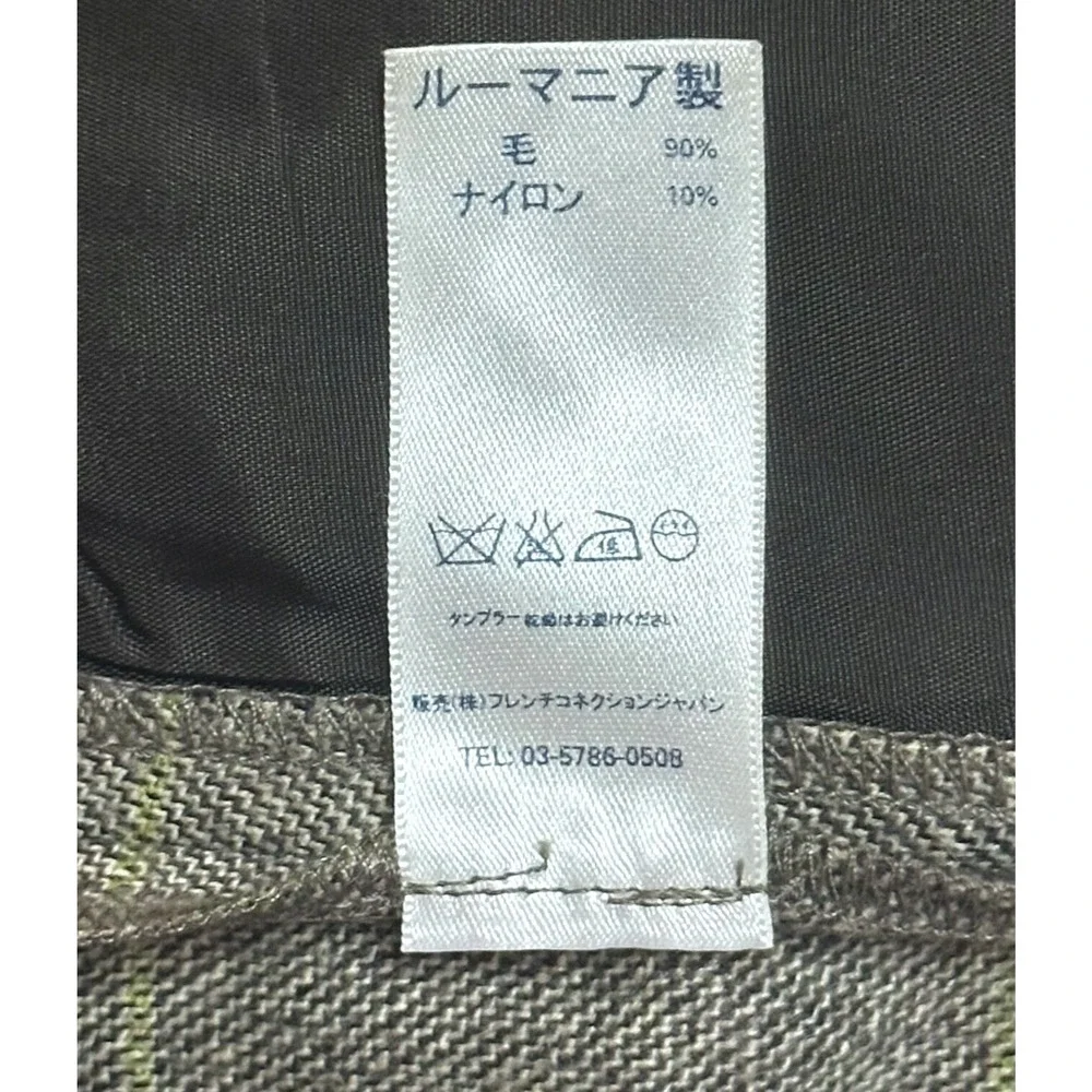 FRENCH CONNECTION Wool Wide Leg Plaid Pants Trousers Brown Key Lime Career 6